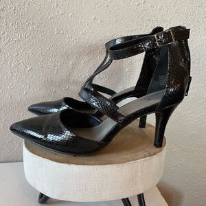 Worthington Black Stiletto Strappy Heels Size 6.5 EUC